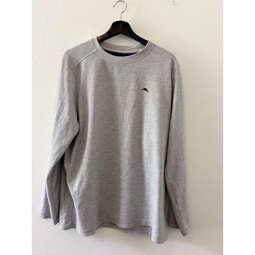 Tommy Bahama Gray Long Sleeve Pullover Sweatshirt Men Size Large L Marlin Log